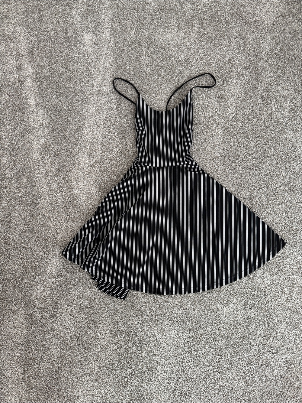 Black & White Striped Spaghetti Strap Casual Dress
